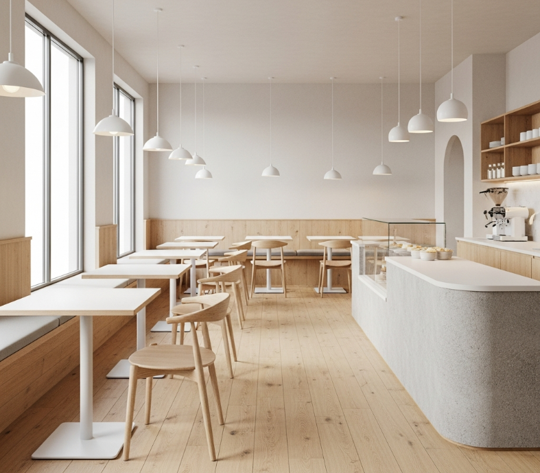  Luxury vinyl tiles for minimalist cafe